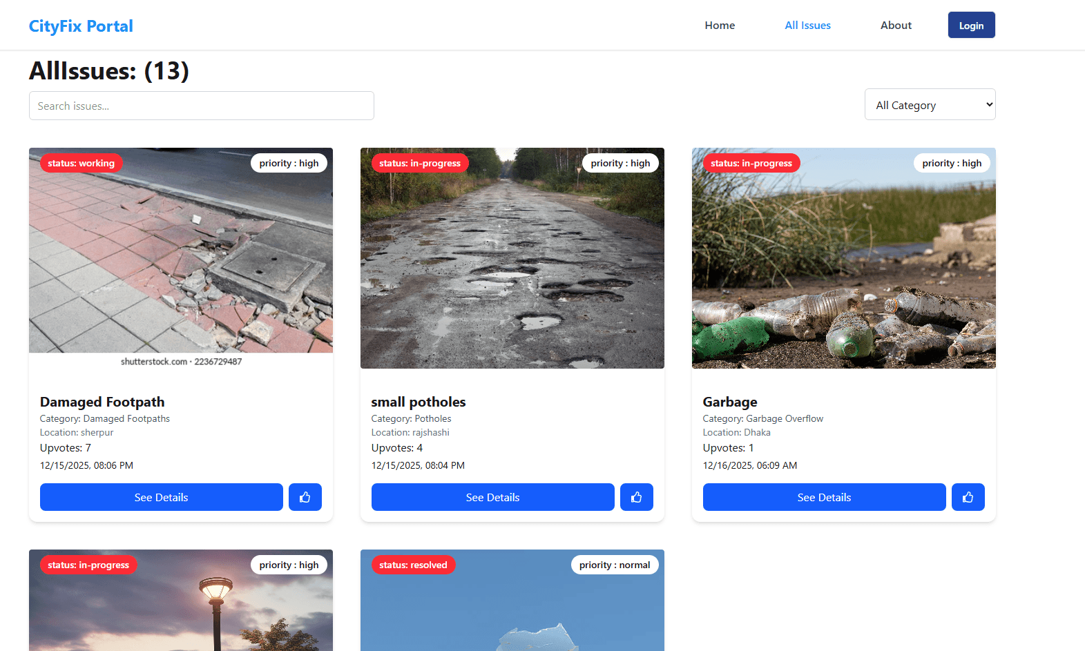 Public-Infrastructure-Issue-Reporting-System Dashboard